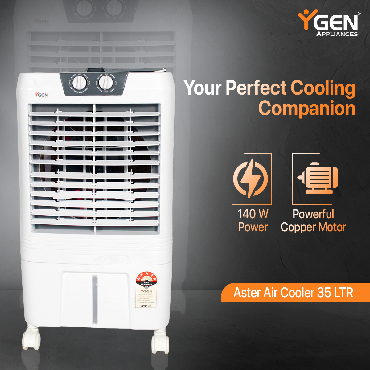 YGen Portable Aster 35L Air Cooler