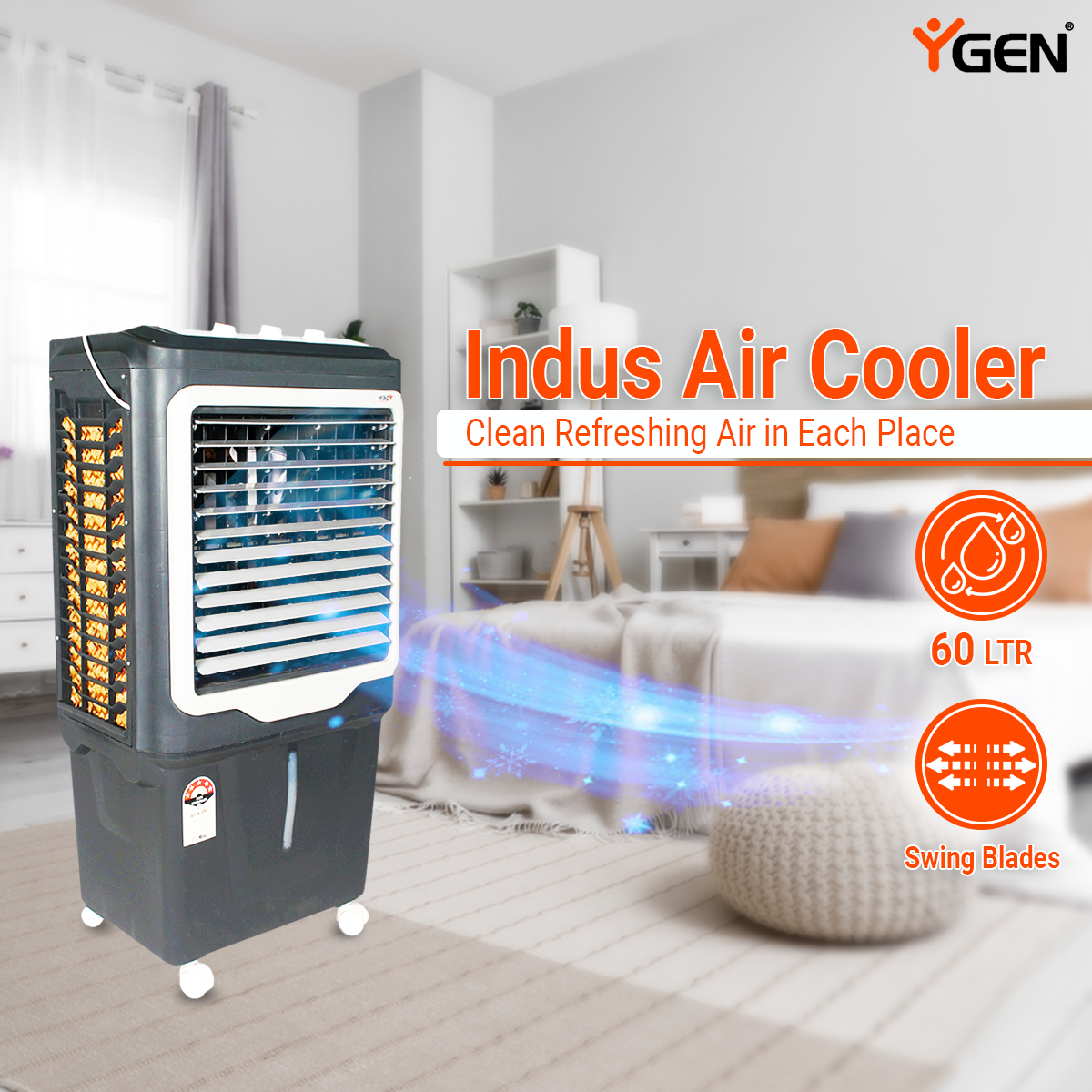 YGen Indus 60L Premium Desert Air Cooler