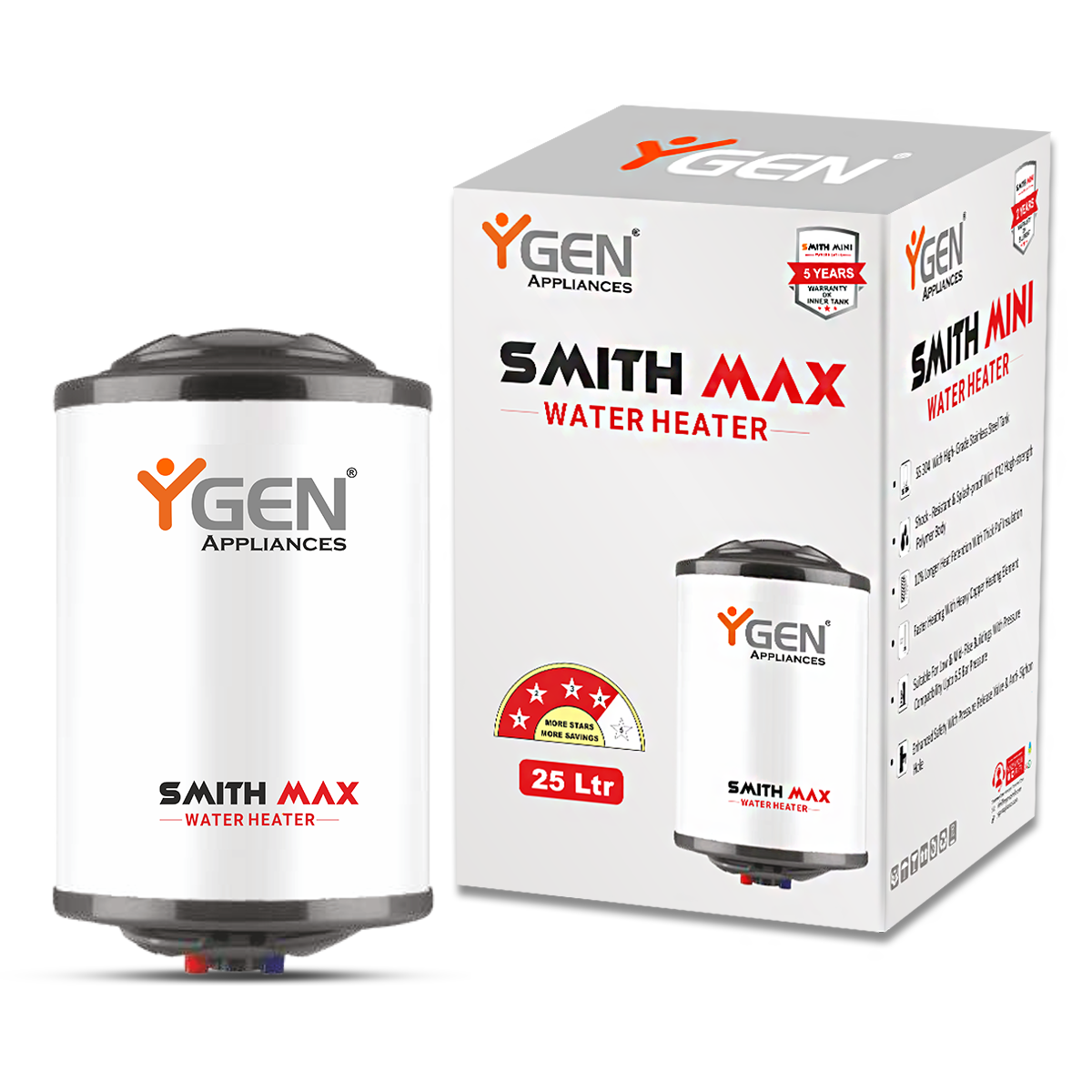 YGen Smith Max Water Heater(Geyser) - 10/15/25L